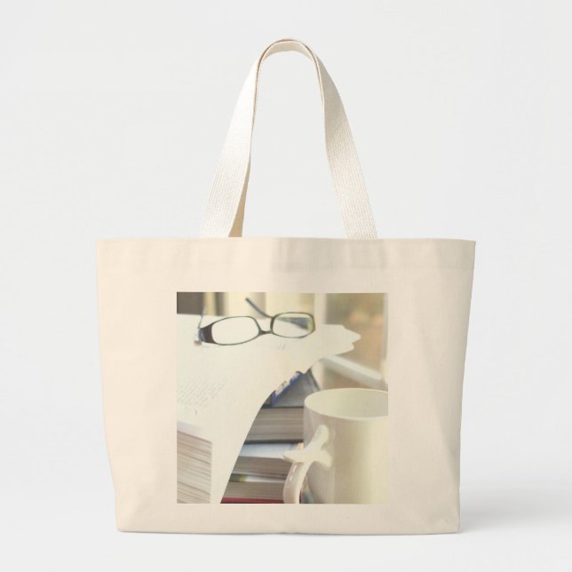 Bolsa Tote Grande Livros & café: Necessidade eu digo mais? (Frente)