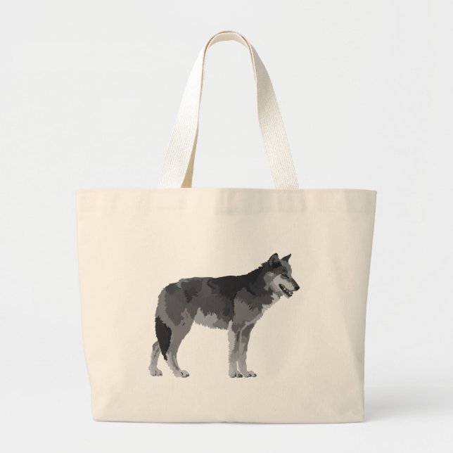 Bolsa Tote Grande Lobo cinzento (Frente)