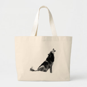 Bolsa Tote Grande Lobo-de-Howling Branco-Preto