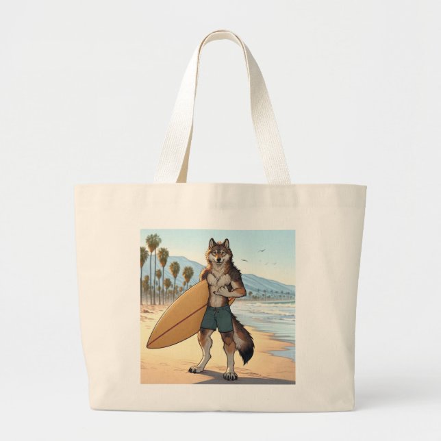 Bolsa Tote Grande Lobo Surfista   (Frente)