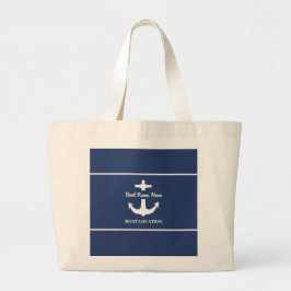 Bolsa Tote Grande Localização do Nome do Barco Azul do Marinho de Ân