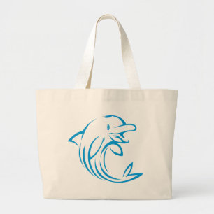 Bolsa Tote Grande Logotipo azul feito sob encomenda do golfinho