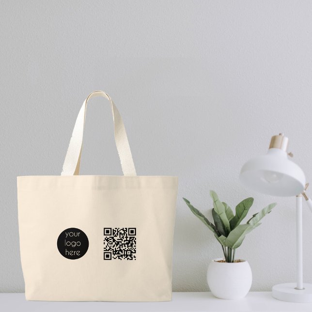 Bolsa Tote Grande Logotipo comercial Empresa Promocional QR (Criador carregado)