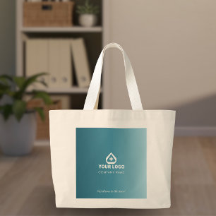 Bolsa Tote Grande Logotipo da Simple Teal Behavioral Health Bem-vind