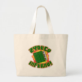 Bolsa Tote Grande Logotipo de desenho do Zydeco Inferno Funny Music 