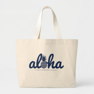 Bolsa Tote Grande Logotipo do abacaxi AlohaMarinho colorido