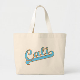 Bolsa Tote Grande Logotipo do Surfer da Califórnia em Azul