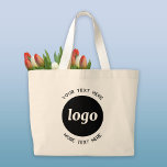 Bolsa Tote Grande Logotipo Simples Com Empresa De Texto<br><div class="desc">Adicione seu próprio logotipo e escolha de texto a este design. Remova o texto superior ou inferior,  se preferir. Minimalista e profissional. Excelente para marcas de funcionários ou como promocional para seus clientes e clientes.</div>