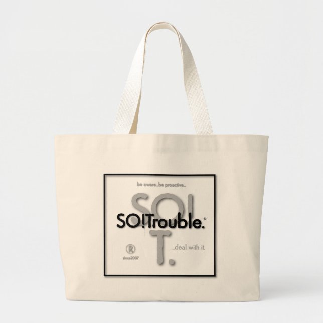 Bolsa Tote Grande Logotipos e slogans SO!Trouble (Frente)