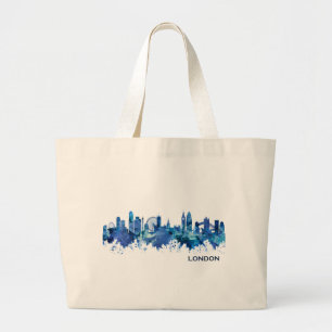Bolsa Tote Grande London England Skyline Blue