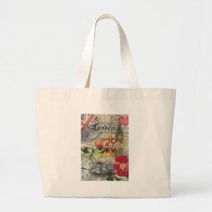 Bolsa Tote Grande London England Viagem Vintage Europe Art