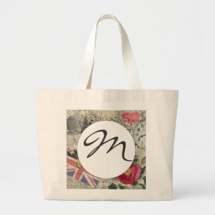 Bolsa Tote Grande London England Viagem Vintage Europe Art