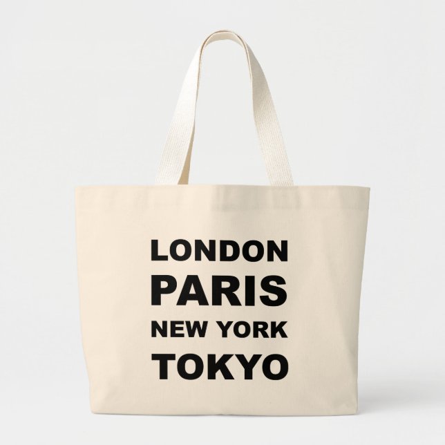 Bolsa Tote Grande Londres, Paris, New York, Tokyo. (Frente)