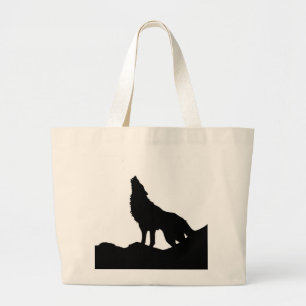 Bolsa Tote Grande Lone Wolf em pé em um morro