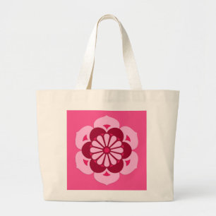 Bolsa Tote Grande Lotus Flower Mandala, Fuchsia Pink e Burgundy