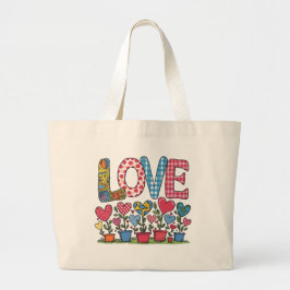 Bolsa Tote Grande LOVE - Herzblumen