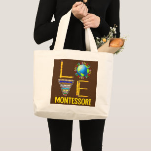 Bolsa Tote Grande Love Montessori Professor Montessori Ensino de Vol