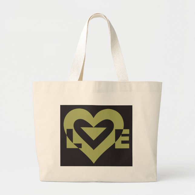Bolsa Tote Grande Love Sage Green em preto (Frente)