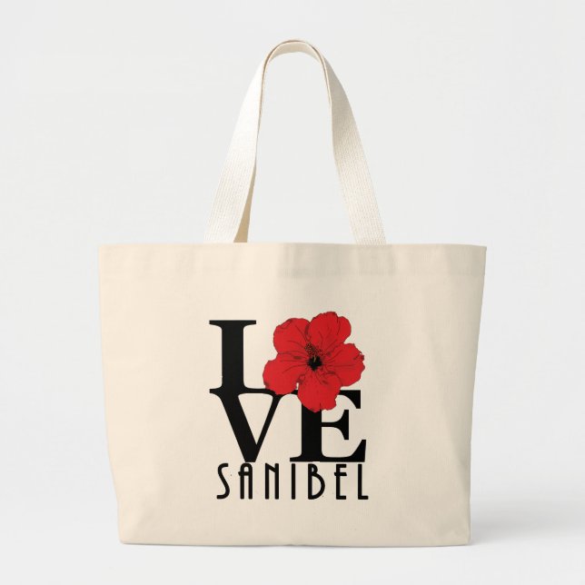 Bolsa Tote Grande LOVE Sanibel Red Hibiscus (Frente)