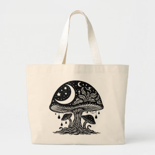 Bolsa Tote Grande Lua e Stars Cogumelo