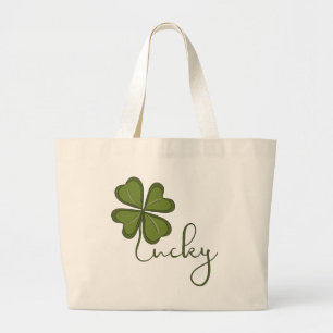 Bolsa Tote Grande Lucky Four Folha Clover