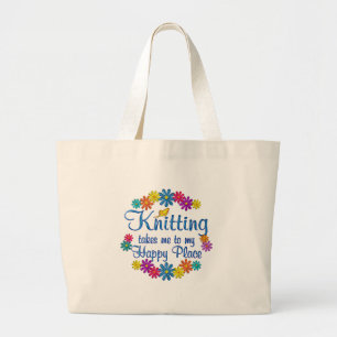 Bolsa Tote Grande Lugar feliz de confecção de malhas
