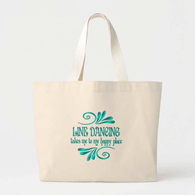 Bolsa Tote Grande Lugar Feliz de Dança de Linha (Frente)