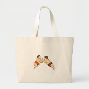 Bolsa Tote Grande Lutador do Sumo de Rikishi que empurra a mono