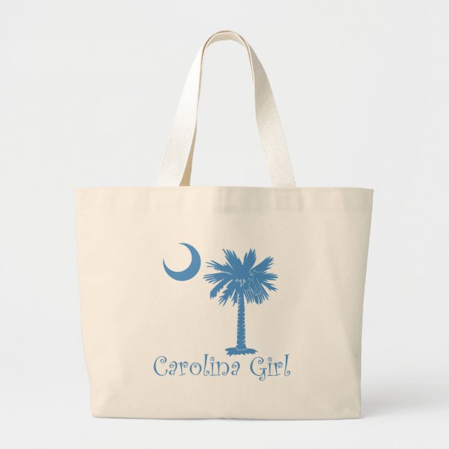 Bolsa Tote Grande Luz - Palmetto azul da menina de Carolina (Frente)