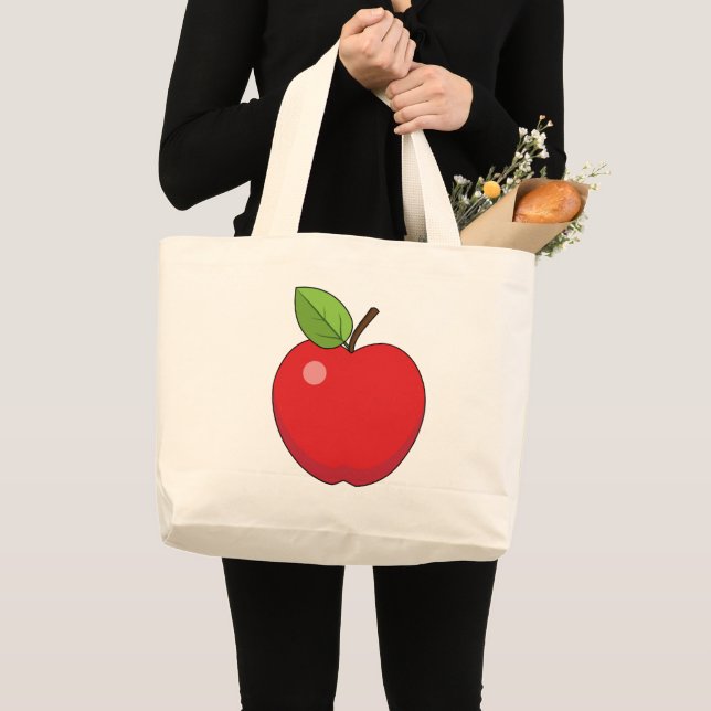 Bolsa Tote Grande Maçã Vermelha (Frente (produto))