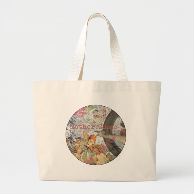 Bolsa Tote Grande Madre Goose Enfermeira Rhyme Fairy Tale (Frente)