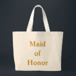 Bolsa Tote Grande Madrinha de casamento Dourada<br><div class="desc">Este nome personalizado monograma,  uma bolsa de tote de vintage bonitinha é a melhor ideia de presente para empregada e madrinhas de casamento em casamentos.</div>
