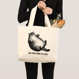 Bolsa Tote Grande Mãe de Gato Eu Sou Mas Pele e Ossos Para Amante de