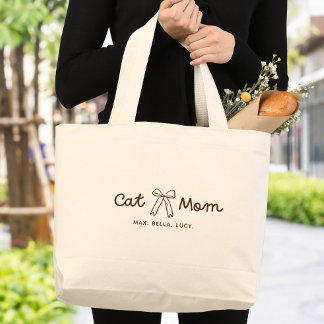 Bolsa Tote Grande Mãe de Gato Fofa Personalizada