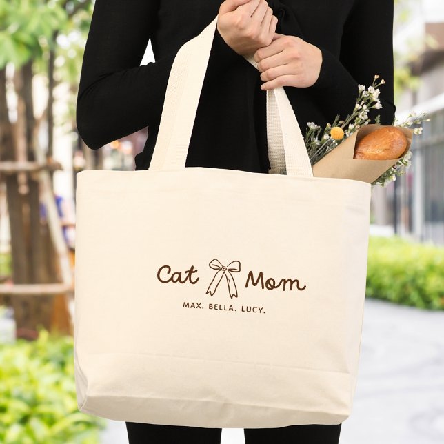 Bolsa Tote Grande Mãe de Gato Fofa Personalizada (Criador carregado)