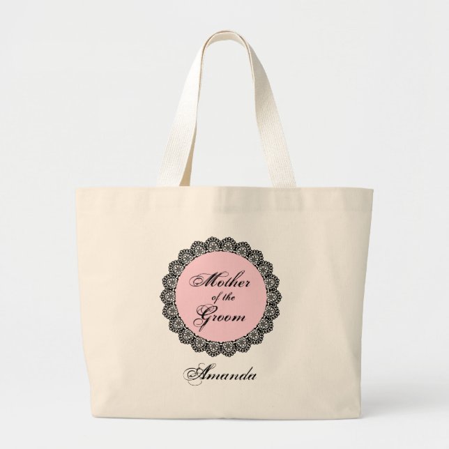 Bolsa Tote Grande Mãe do nome feito sob encomenda V02 do laço do (Frente)