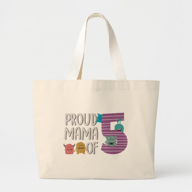 Bolsa Tote Grande Mãe Orgulhosa dos Cinco (Frente)