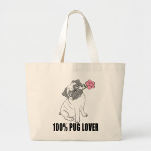 Bolsa Tote Grande Mãe Pug Cachorrinho Pai Cachorro Amante de Cachorr