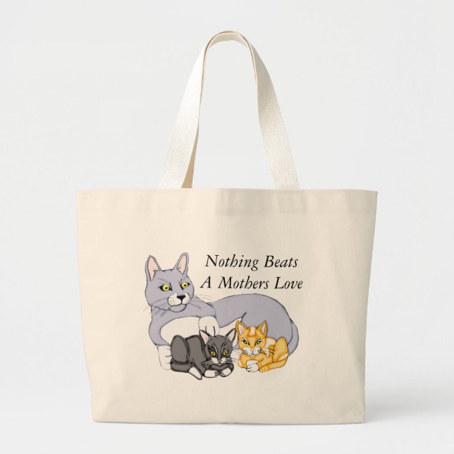 Bolsa Tote Grande Mães adoram Gato e Gatinhos Jumbo Toalha (Frente)