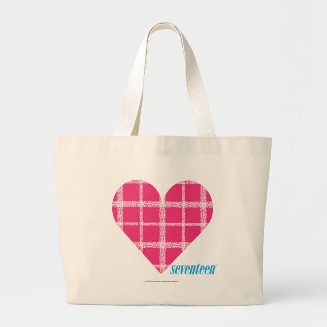 Bolsa Tote Grande Magenta 2 da xadrez (Frente)