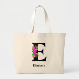 Bolsa Tote Grande Magnético - Floral Editável em Negrito Monograma