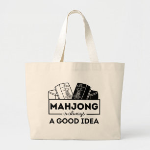 Bolsa Tote Grande Mahjong é sempre uma boa ideia Funny mahjong