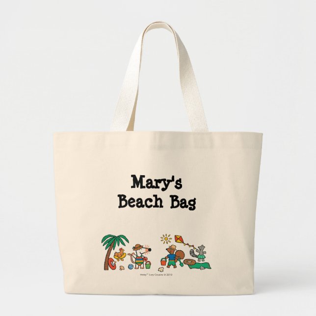 Bolsa Tote Grande Maisy e amigos na praia (Frente)
