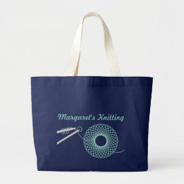 Bolsa Tote Grande Mala de chaleira escura com tricô nomeado