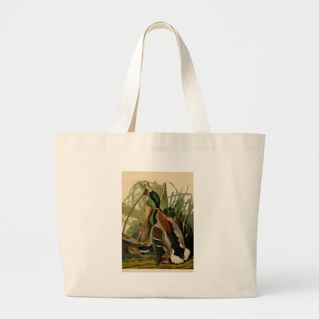 Bolsa Tote Grande Mallard Duck - Pincel de Ave Audubon (Frente)