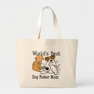 Bolsa Tote Grande Mamã adoptiva do melhor cão do mundo