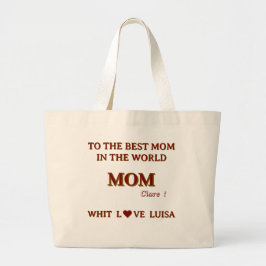 Bolsa Tote Grande Mamãe personalizada mãe Script natural