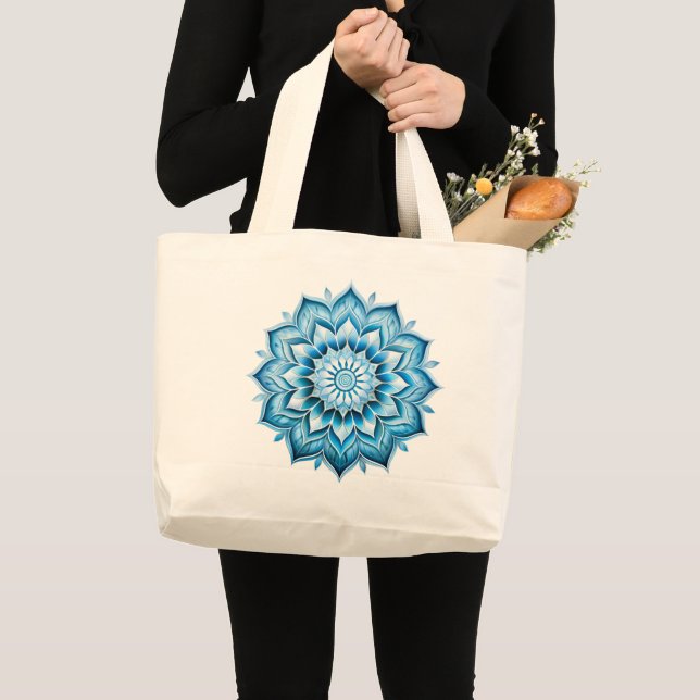 Bolsa Tote Grande Mandala / Design de Flor (Frente (produto))