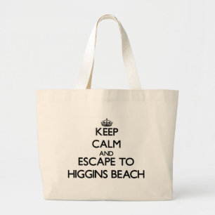Bolsa Tote Grande Mantenha a calma e escape à praia Maine de Higgin