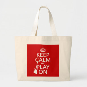 Bolsa Tote Grande Mantenha a calma e o jogo em (guitarra) (alguma